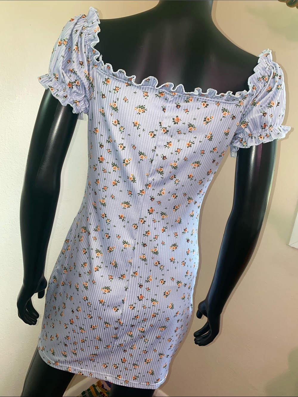 Zaful Light Blue Floral Ruffle Mini Dress - Picture 7 of 10